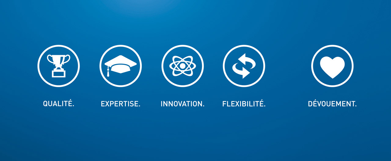 QUALITÉ.EXPERTISE.INNOVATION.FLEXIBILITÉ.DÉVOUEMENT
